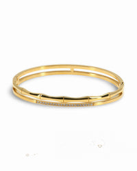 SPLIT DESIGN BAMBOO AND CRYSTAL BANGLE