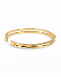 SPLIT DESIGN BAMBOO AND CRYSTAL BANGLE