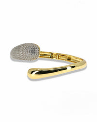 TWO-TONE ADJUSTABLE BANGLE BRACELET WITH ZIRCONIA