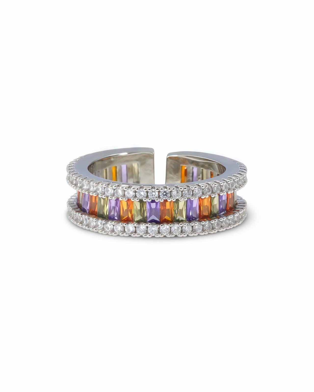 Multicolor Baguette Zircon Ring