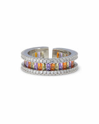 Multicolor Baguette Zircon Ring