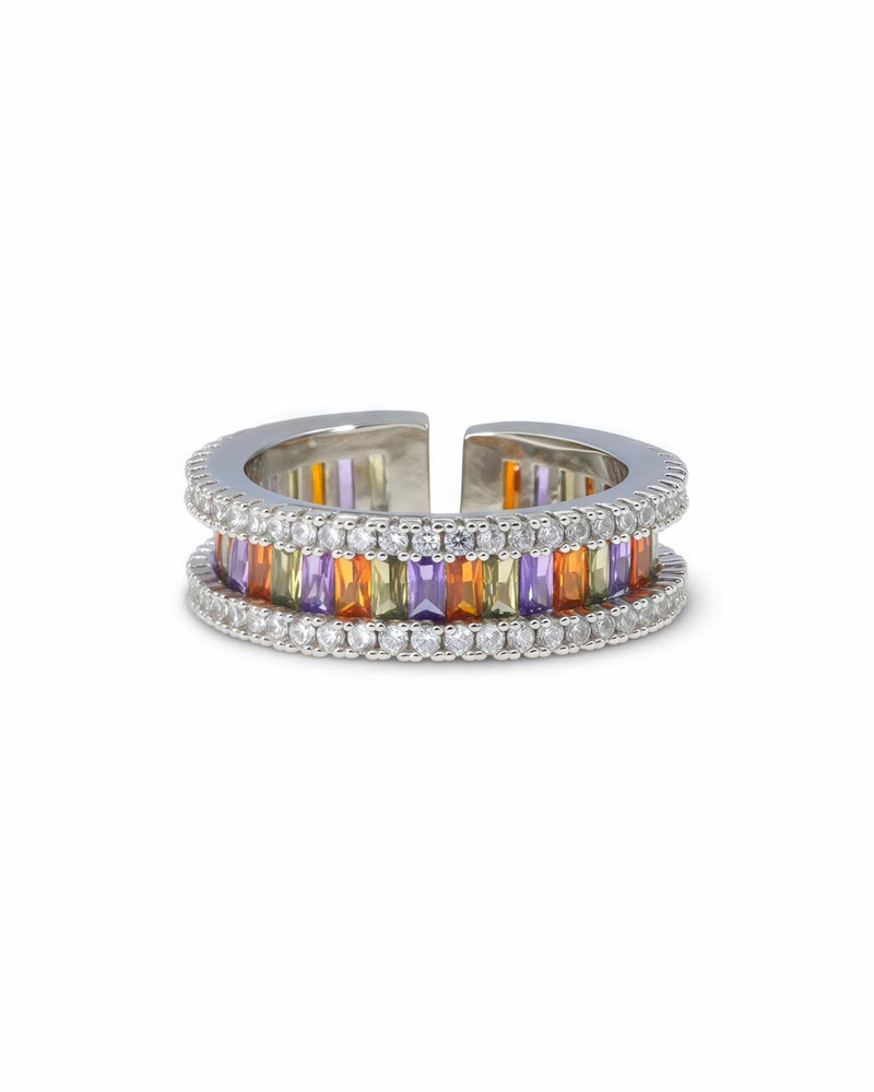 Multicolor Baguette Zircon Ring