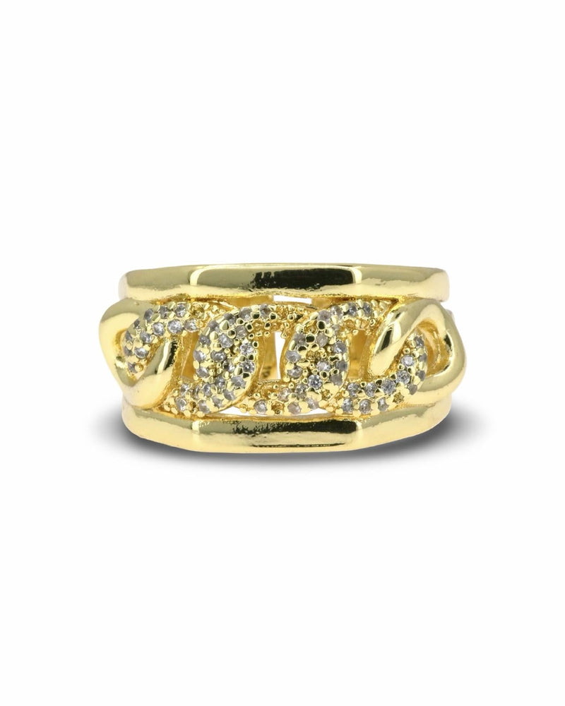 Gold ring link pave