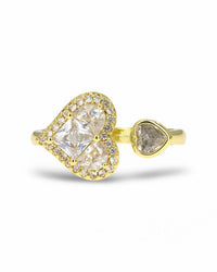 Gold Adjustable Double Heart Ring