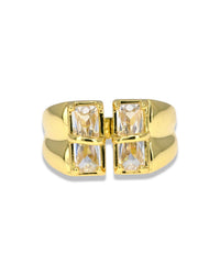 Gold Open Ring with Square Cut Zirconia