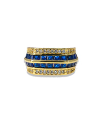 ADJUSTABLE HEXAGON RING WITH SQUARE ZIRCON CENTER & PAVE SIDE STONES