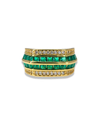 ADJUSTABLE HEXAGON RING WITH SQUARE ZIRCON CENTER & PAVE SIDE STONES