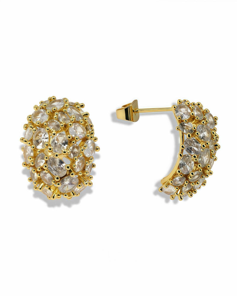 LUXURY OVAL DOMED ZIRCON EARRINGS