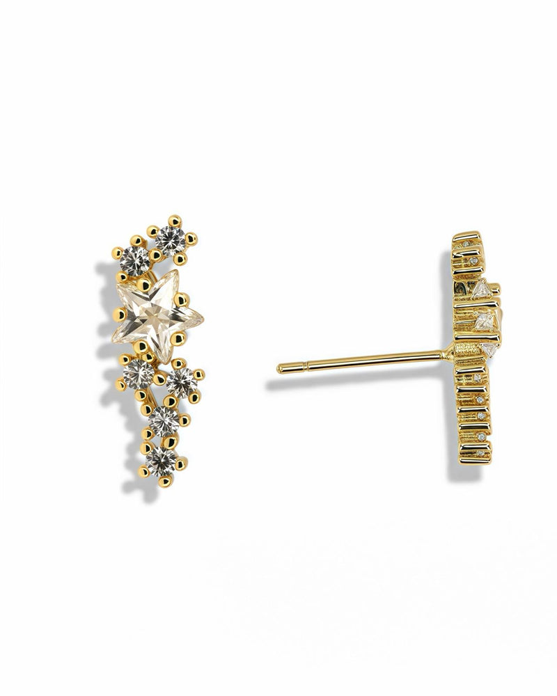 STAR ZIRCONIA TRAIL EAR CLIMBER EARRINGS