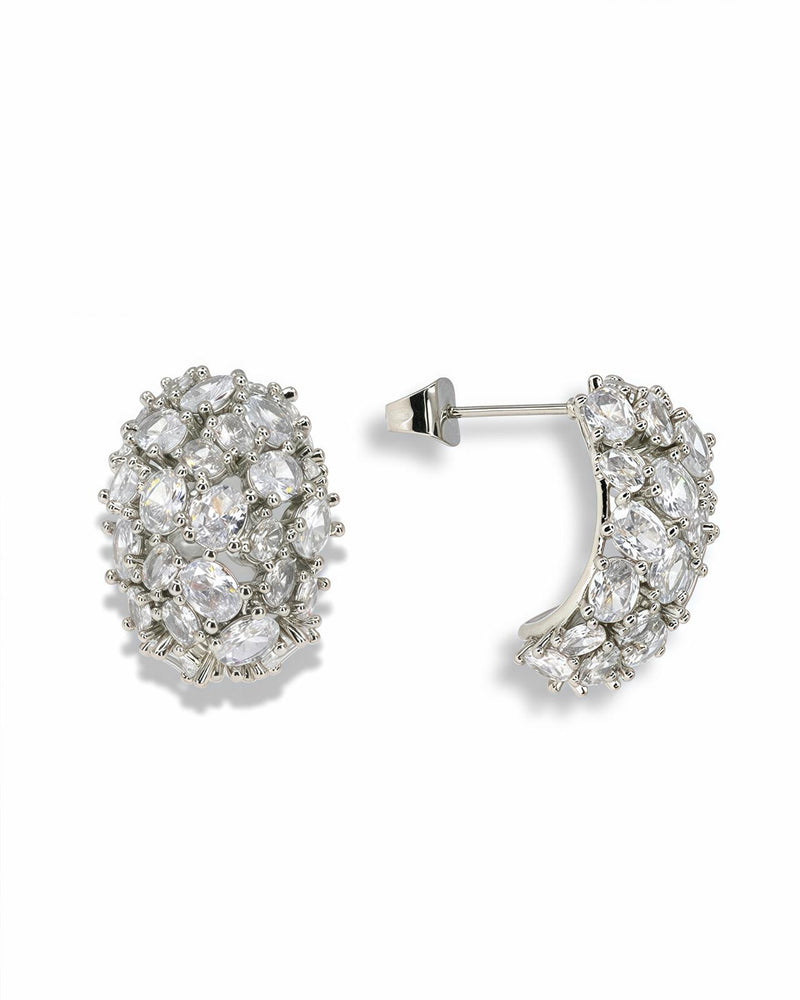 LUXURY OVAL DOMED ZIRCON EARRINGS
