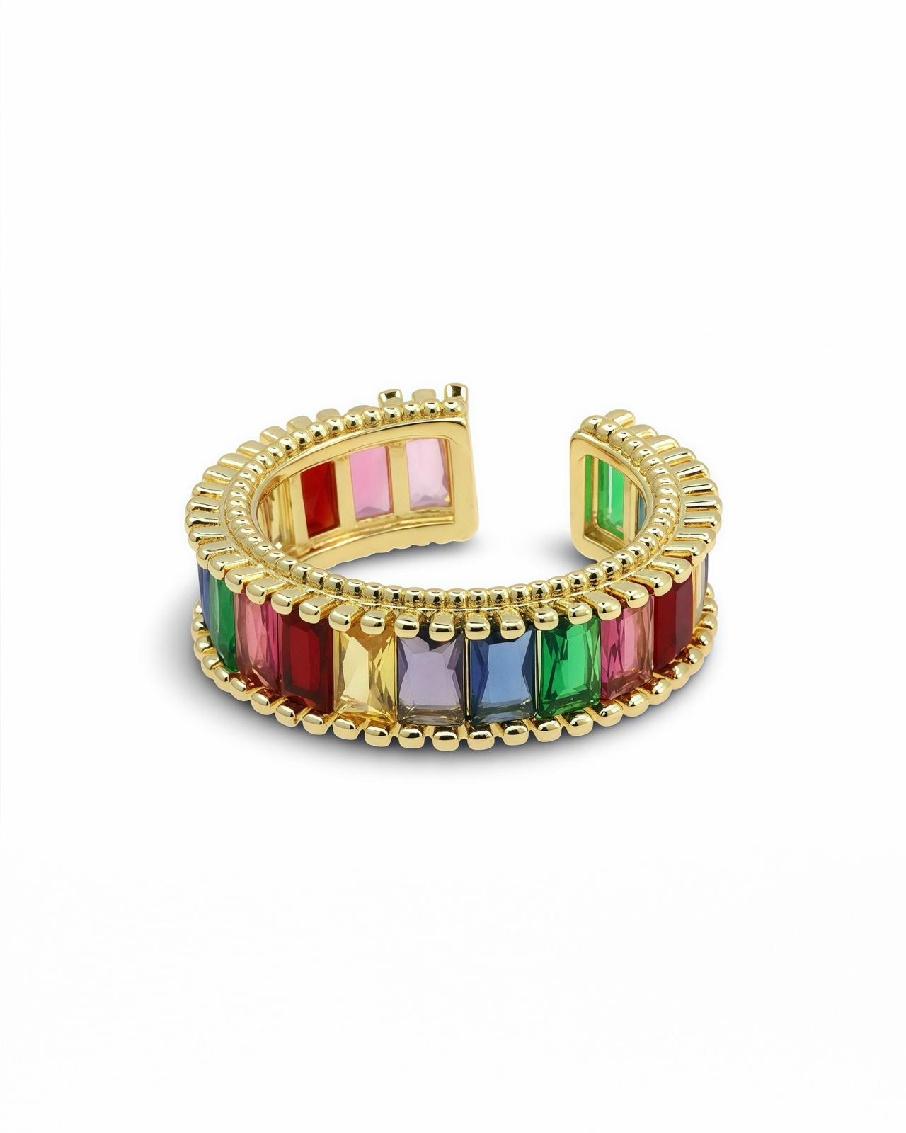 MULTICOLOR CRYSTAL BAGUETTE BAND RING