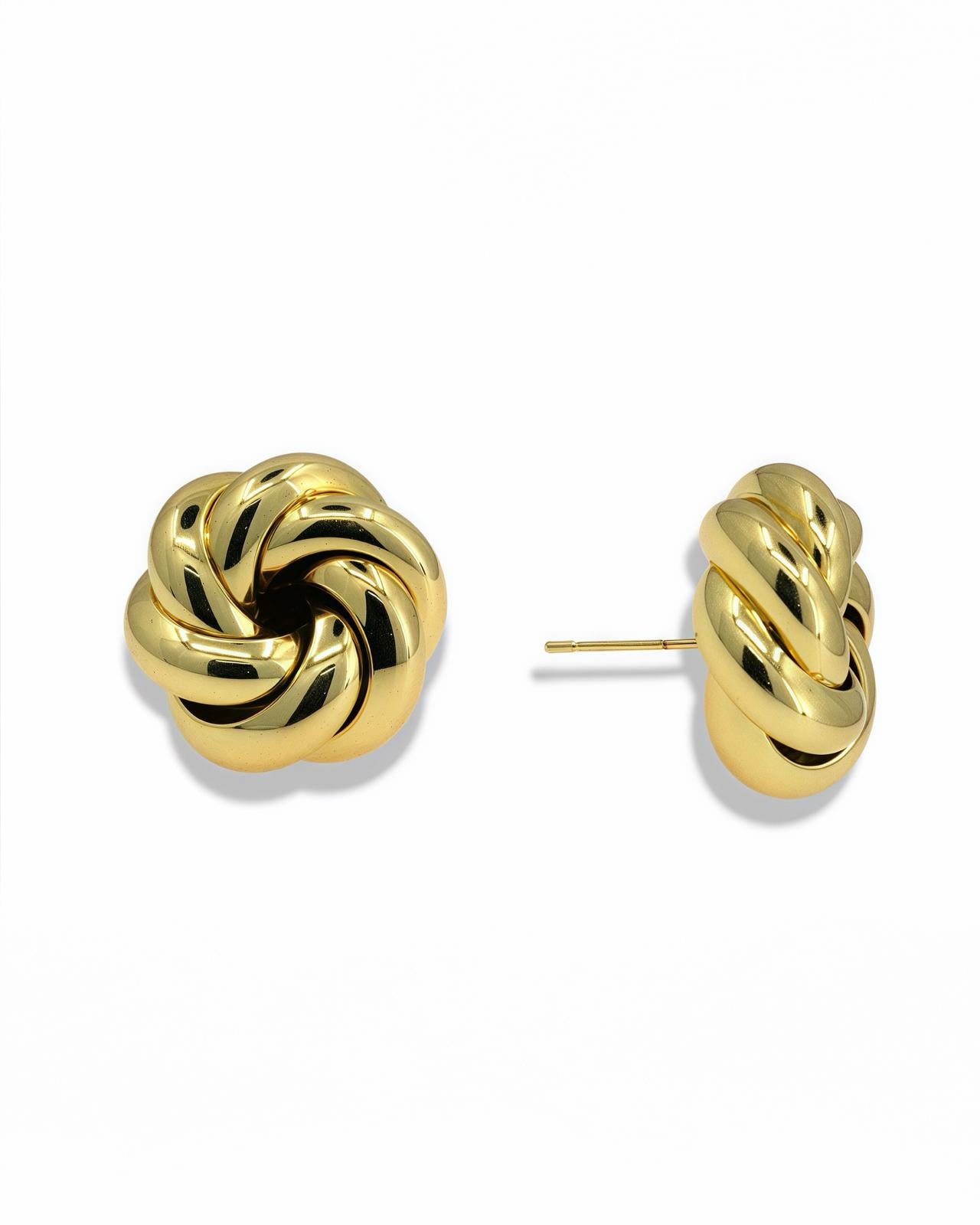 GOLD ROUNDED KNOT CHUNKY EARRINGS