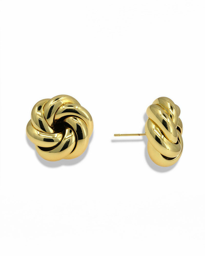 GOLD ROUNDED KNOT CHUNKY EARRINGS