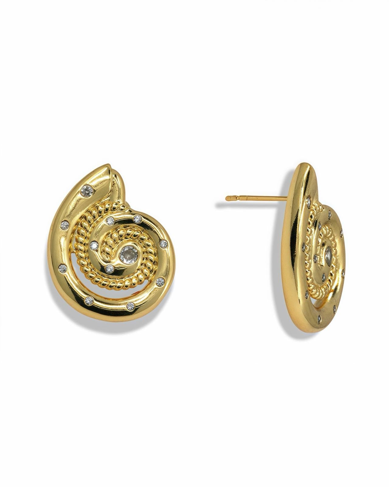 GOLD SHELL SNAIL EARRINGS WITH ZIRCONIA DETAILS