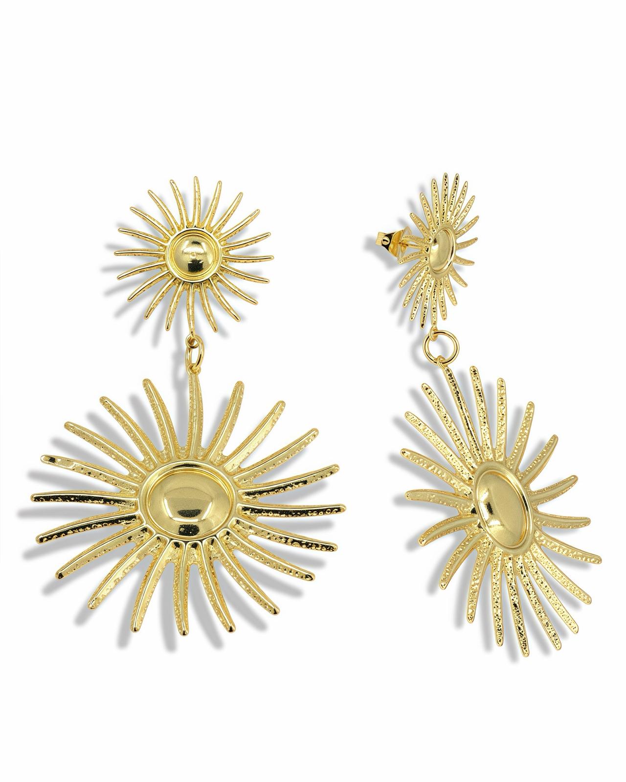GOLD DOUBLE SUN DROP EARRINGS