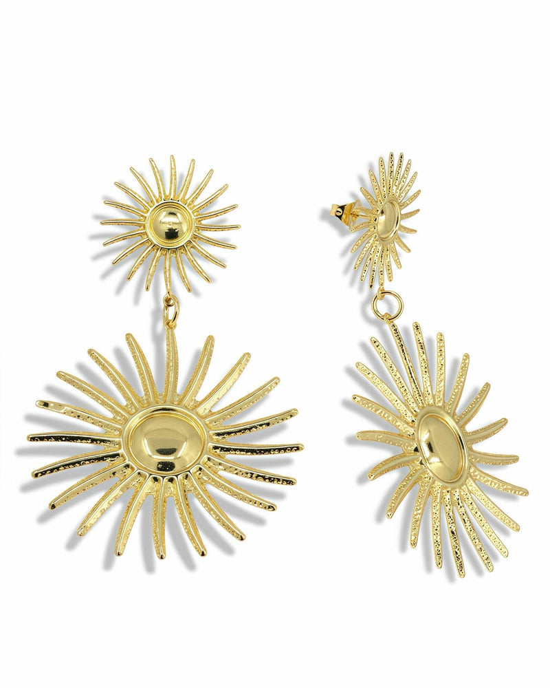 GOLD DOUBLE SUN DROP EARRINGS