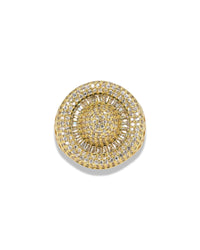 Luxury Pavé Dome Ring – Round CZ Cluster with Baguette Center Adjustable Ring