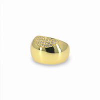 CHUNKY GOLD ADJUSTABLE RING WITH CZ DETAILS