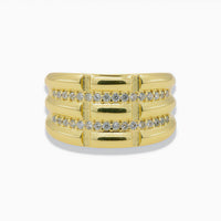 Gold Ring with Pavé Line Details – Adjustable Design
