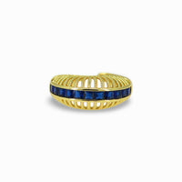 Tall Gold Ring with Square CZ Line – Adjustable Design