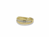 Tall Gold Ring with Square CZ Line – Adjustable Design