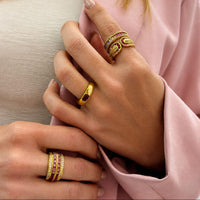GOLD BAGUETTE CUT CZ OMBRE PINK ETERNITY BAND RING