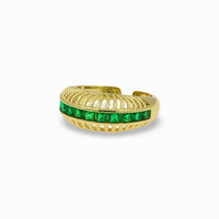 Tall Gold Ring with Square CZ Line – Adjustable Design