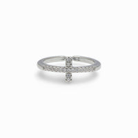 Thin Cross Ring with Zirconia Stone – Delicate Religious Jewelry