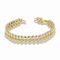 Gold Double Strand Cubic Zirconia Beaded Bracelet