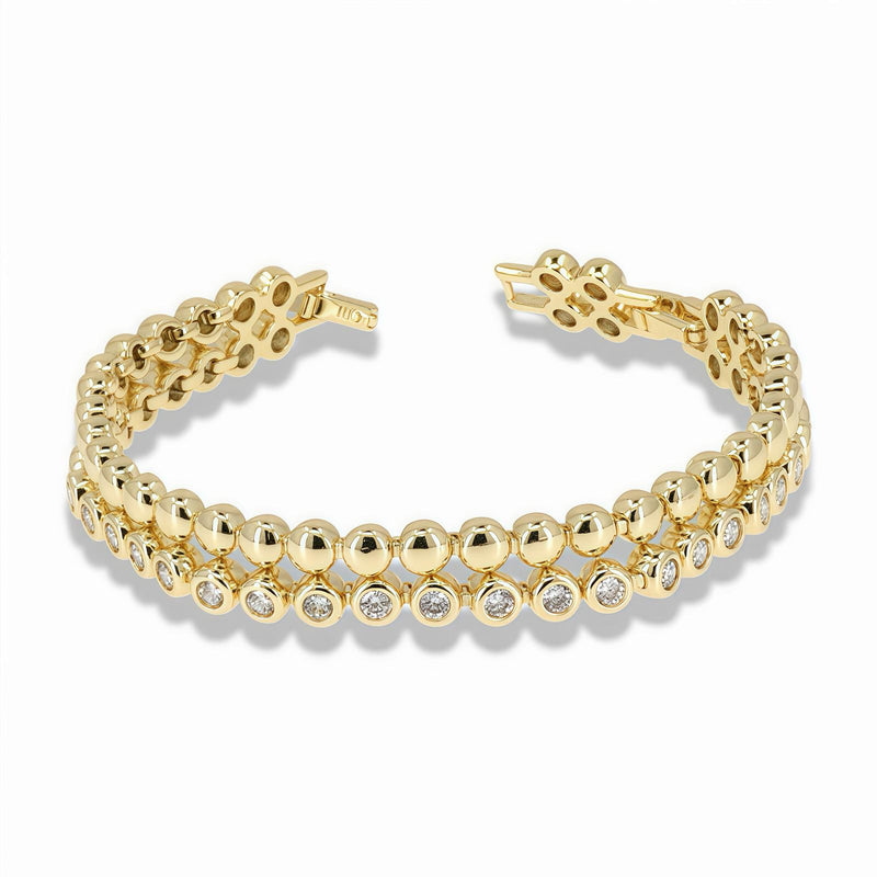 Gold Double Strand Cubic Zirconia Beaded Bracelet