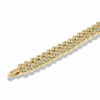 Gold Double Strand Cubic Zirconia Beaded Bracelet