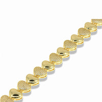 GOLD HEART LINK BRACELET WHIT MINI ZIRCONIA