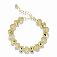 GOLD HEART LINK BRACELET WHIT MINI ZIRCONIA