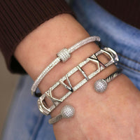 Pavé bangle bracelet with center ring detail