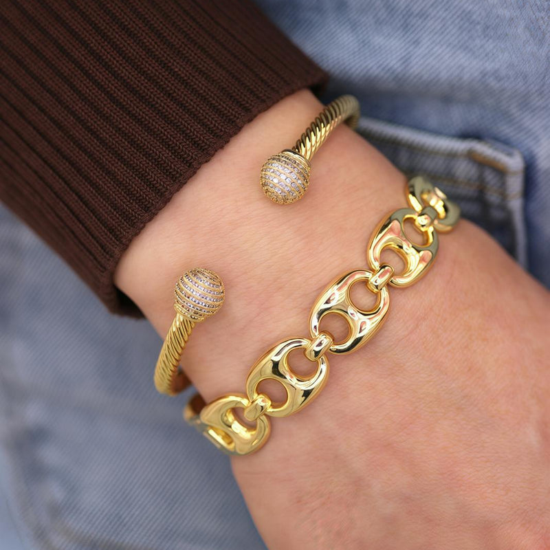 Gold bangle bracelet gg style snap closure