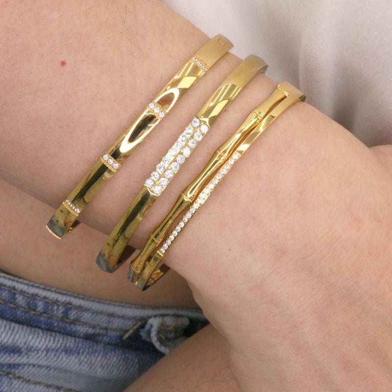 Linear Zirconia Bracelet – Silver & Gold
