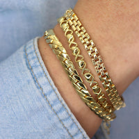 Gold Heart & X Link Bracelet