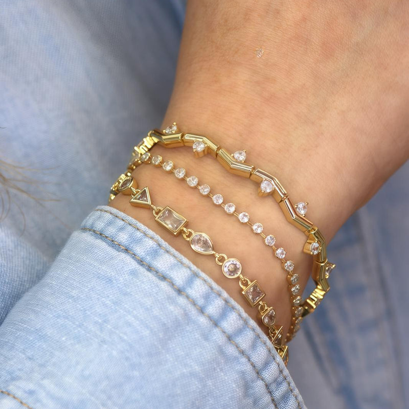 Leaf Branch Zirconia Bracelet – Gold