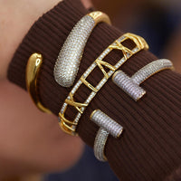 Two-Tone Open Pavé Bangle Bracelet