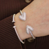 Open corrugated bangle bracelet with pavé details
