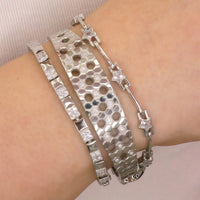 Alternating Pavé Link Bracelet – Silver Stainless Steel