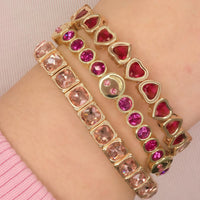 Elastic bracelet with crystal circles and happy face