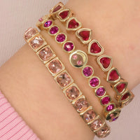 Stretch Square Link Crystal Bracelet