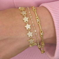 DAINTY STAR STATION CHAIN BRACELET - GOLD & SILVER