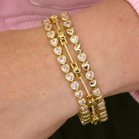 DAINTY GOLD HEART BAR BRACELET FOR WOMAN