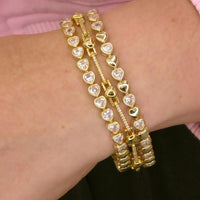 Asymmetrical Heart Bracelet – Smooth & Pavé CZ