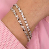 Heart Link Bracelet with Pavé Front