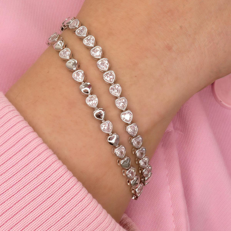 Heart Link Bracelet with Pavé Front