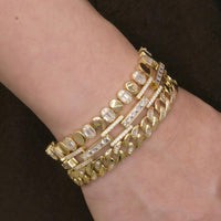 Gold rectangular pavé bracelet with square zirconia links
