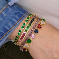 HEART- SHAPED CUBIC ZIRCONIA LINK BRACELET